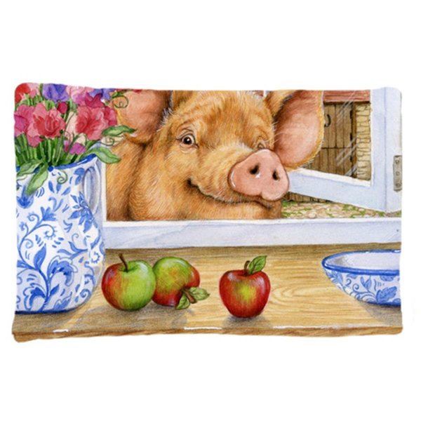 Micasa Pig Trying to Reach the Apple in the Window Fabric Standard Pillowcase MI256521
